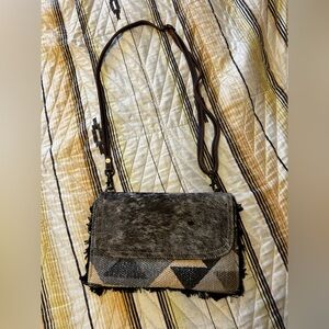 NWOT Myra Bag Cowhide & Geometric Aztec Woven Western Crossbody Shoulder Purse
